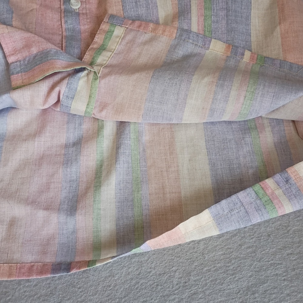 Vtg Fulton Street Button Up Mens M Short Sleeved Pastel Stripes 90s, NWOT - Picture 6 of 11
